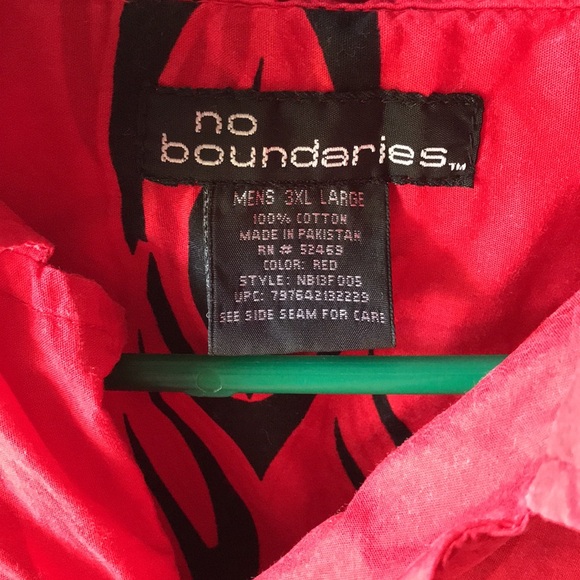 Vintage No Boundaries Red Flames Barbwire Button Shirt Men 3XL Read - Picture 2 of 3